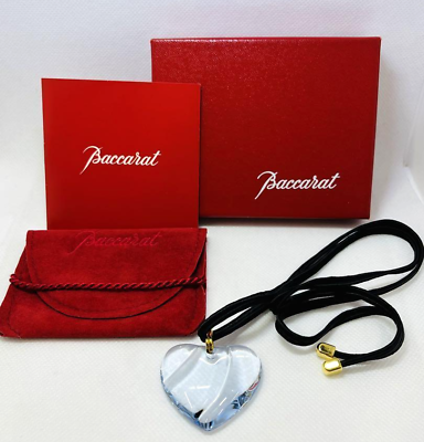 #ad Baccarat Heart Crystal Blue Pendant Necklace New In Box Cloth bag 1.18x1.57inch $99.99