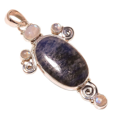 #ad Sodalite amp; Rainbow Moonstone Solid 925 Sterling Silver Pendant 2.56quot; SP 1157 $38.00