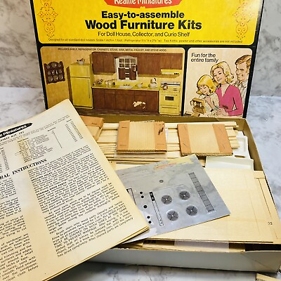 #ad Realife Miniatures ‘75 Wood Furniture Kit Heritage Series Kitchen 191 **READ** $14.99