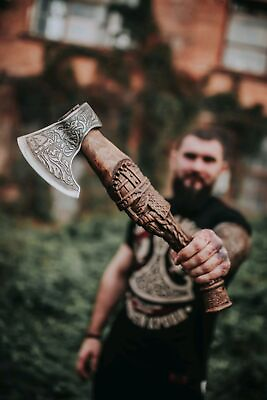 #ad Viking Warior Handmade Camping Throwing Battle Throwing Bearded Hatchet Axe Gift $425.34