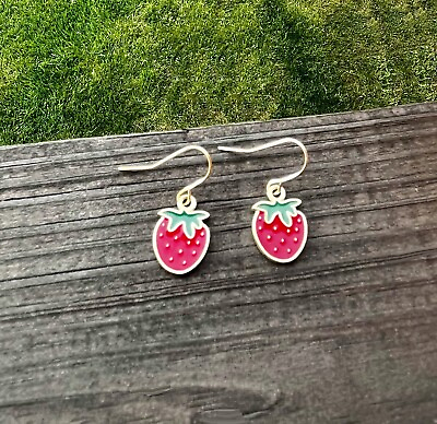 #ad Strawberry Fruit Earrings Food Dangle Earrings $10.95