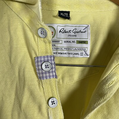 #ad Robert Graham Polo Shirt Men#x27;s XL Yellow Classic Fit Short Sleeve Extra Large $17.86