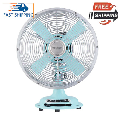 #ad 8 inch Retro 3 Speed Metal Tilted Head Oscillation Table Fan for Home Bedrooms $24.86