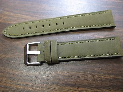 #ad 22mm Genuine Leather Regular Euro Quality Green Swede finish watch band $26.55