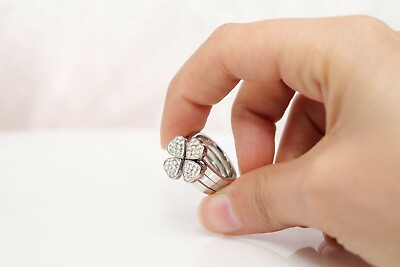 #ad Heart Women#x27;s Trio Ring Set 14K White Gold Finish Round Cut Lab Created Diamond $175.29
