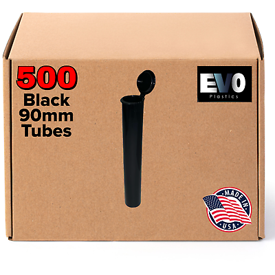 #ad 90mm Pre Roll Tubes 500 Black Pop Top Joints BPA Free Pre Roll Vial US $77.98
