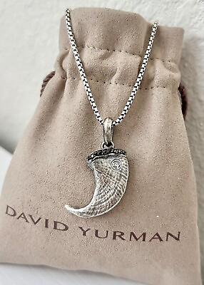 #ad David Yurman Sterling Silver Claw with Diamond 27 28quot; Box Chain Necklace for Men $350.00