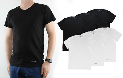Calvin Klein Men#x27;s T Shirts 100% Cotton V Neck Classic Fit Tee Shirt 3 Pack $18.99