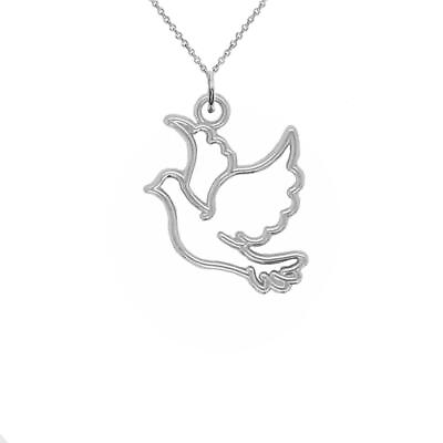 #ad Delicate Sterling Silver Dove Cut Out Pendant Necklace $75.59
