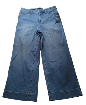 #ad Charter Club Jeans Womens size 4 Wide Leg Crop Light Wash Denim Blue Stretch $22.72