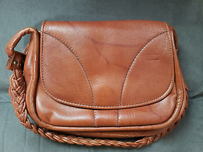 #ad Beautiful Brown Vintage Satchel Unbranded Braided Strap Shoulder Bag Purse $15.00