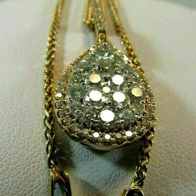 #ad Women#x27;s 14k Yellow Gold Over 2Ct Round Cut VVS1 Diamond Drop Pendant With Chain $63.99