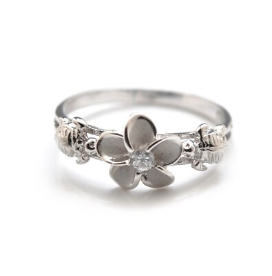 #ad Solid 925 Sterling Silver 10mm Hawaiian Plumeria Flower Turtle Ring $23.99