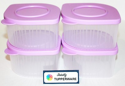 Tupperware Fresh N Cool Set of 4 Modular Containers 2 Cups Each Daisy Purple $37.95