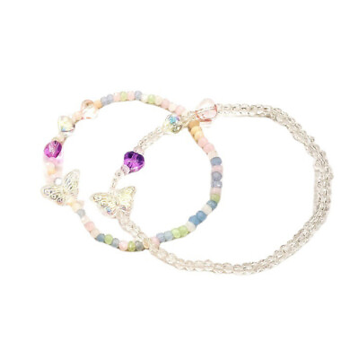 #ad Exquisite Fashion Colorful Butterfly Crystal Beading Charm Bracelet Elastic Rope $1.55