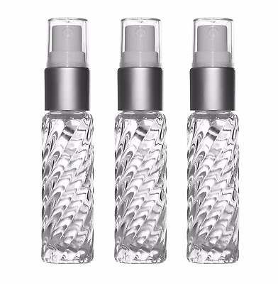#ad Perfume Cologne Atomizer Empty Sprial Glass Bottle Silver Sprayer 10ml 1 3 oz $19.98