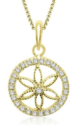 #ad Circle Pendant Necklace Natural Diamond Prong Set SI1 G 0.60 Ct 14K Yellow Gold $609.99