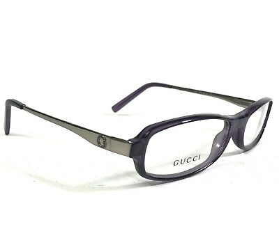 #ad Gucci GG2576 Z4J Eyeglasses Frames Purple Silver Rectangular Full Rim 52 15 130 $139.99