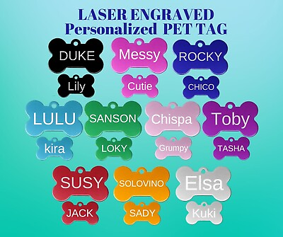 #ad CUSTOM Laser ENGRAVED PERSONALIZED PET TAG ID DOG CAT NAME TAGS DOUBLE SIDE $4.45