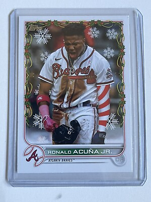 #ad 2022 Topps Holiday RONALD ACUNA JR. SP Candy Cane Sleeve Image Variation #HW88 $9.00