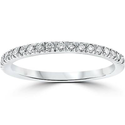 #ad 1 3 ct Pave Real Diamond Wedding Pave Ring Women#x27;s Stackable Band 14K White Gold $249.99