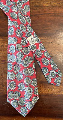 Vintage Hermes men#x27;s silk tie 7287 EA Sunflowers. TL $75.00