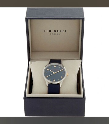 #ad GIFT MANS WATCH TED BAKER Blue Dial Blue Pebbled Leather Gents Watch RRP £150 GBP 93.00