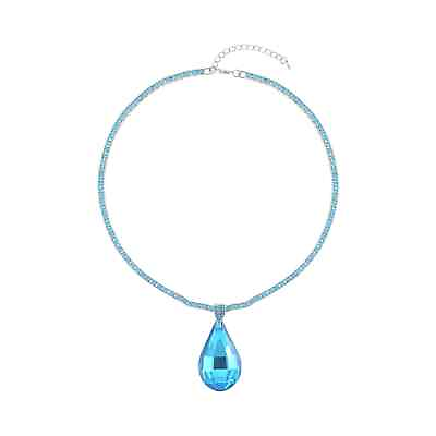 #ad Aqua Blue Simulated Glass Crystal Heart Pendant Necklace Gift Jewelry for Women $16.14