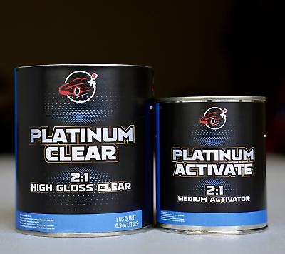 #ad Platinum Clear 2:1 Auto 2K Euro High Gloss QUART Size Clearcoat Kit w Hardener $49.99