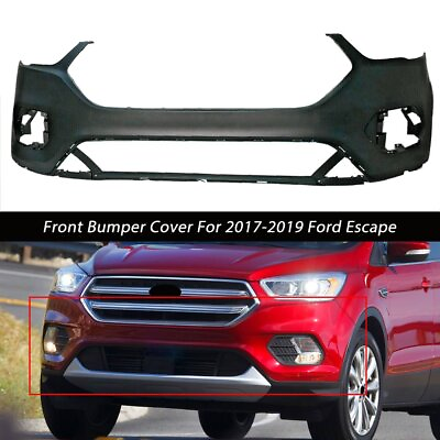 #ad Front Bumper Cover For 2017 2019 Ford Escape Primed Plastic Black Style $151.90