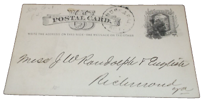 #ad JULY 1880 NORFOLK SOUTHERN RAILWAY NORFOLK amp; RALEIGH RPO HANDLED POST CARD $50.00