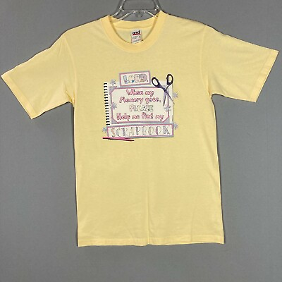 #ad Vintage 90s Scrapbook T Shirt Graphic Tee Womens S Gift Yellow Art Crafts $29.75