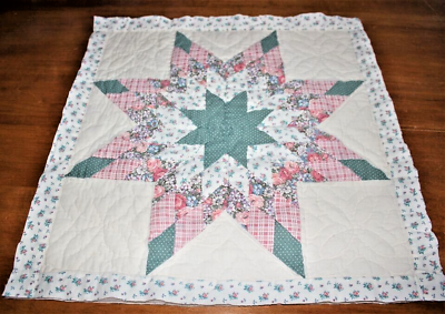 #ad Cutter Quilt Block Piece Vintage Pink Green Star Patchwork Make Pillow etc. $14.95