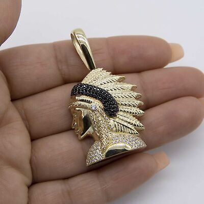 #ad 2quot; Indian Chief Pendant Real 10K Yellow Gold $525.24