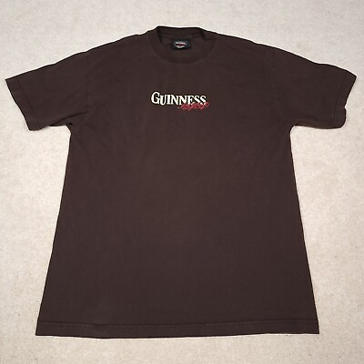 #ad Vintage Guinness Shirt Mens Large Brown Extra Stout Graphic Print Short Sleeve $13.38