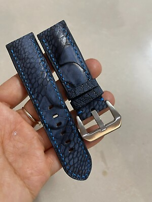 #ad 24mm 22mm Padded Blue Genuine OSTRICH Leg LEATHER SKIN WATCH STRAP BAND $39.99