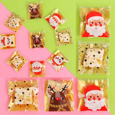 100X 2020 Christmas Party NEW Cookie Bags Gift Cellophane Candy Biscuit $3.55