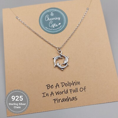 #ad Circling Dolphins Silver Necklace Tibetan Silver Personalised Jewellery Gifts.. GBP 6.95