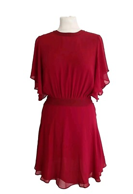 #ad Rebecca Minkoff Dress Wine Short Sleeve Mini Chiffon Womens Size 2 UK 10. GBP 36.00