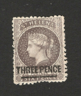 #ad St Hellena MH Queen Victoria overprint THREE PENCE $14.95