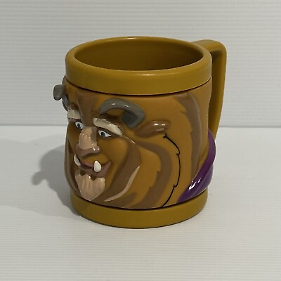 #ad Vintage 1992 Beast Beauty and the Beast Disney Promotional Plastic 3D Cup Mug AU $29.99