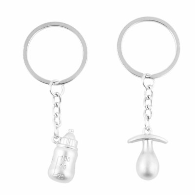 #ad Lover Silver Tone Keychain Bottle Pacifier Keyring $9.04