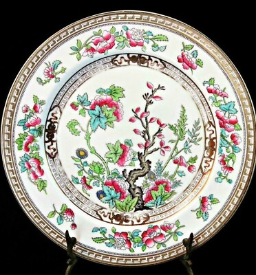 #ad 🍃 Antique Old Royal Doulton England Gold China Plate India Tree Bonsai GORGEOUS $57.50
