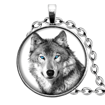 #ad WOLF GRAY charm pendant 22quot; Sterling Silver plated 925 necklace women female men $19.89