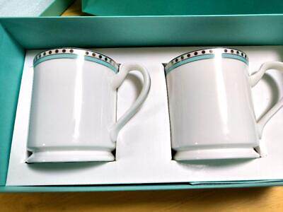 #ad Tiffany platinum blue band pair cup $157.00