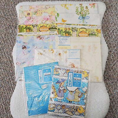 #ad Vintage Gift Wrap Wrapping Paper American Greetings Bridal Baby Shower Lot Of 11 $32.98