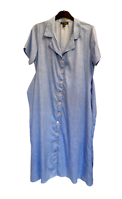 #ad QED dress uk 14 London Blue button up short sleeve long shirt GBP 12.84