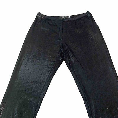 #ad Monica Bianco Sparke Disco Pants Woman 10 Black Reptile Print Stretch Italy $39.99
