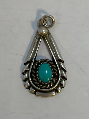 #ad Vintage Navajo Old Pawn Jewelry Sterling Pendant Signed AV $67.99