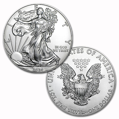 #ad 2020 $1 American Silver Eagle With AirTite Holder Brilliant Uncirculated $40.13